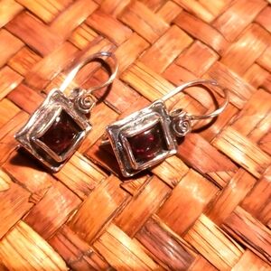 Silpada Garnet Cabochon Sterling Silver Earrings